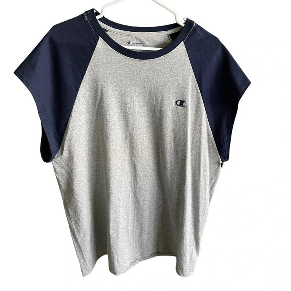 CHAMPION Men's Cotton Jersey Raglan Cap-Sleeve T-Shirt Size XL - Picture 3 of 12